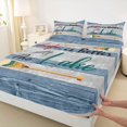 thumbnail image 3 of jejeloiu Cartoon Lake Paddle Twin Sheet Sets,Gray Blue Bedding For Boys Girls 3 Pieces, 3 of 7