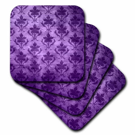 

3dRose Vintage Wallpaper Pattern Purple Soft Coasters set of 8