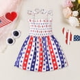 thumbnail image 2 of KPOPLK 4th of July Toddler Dress Outfit American Flag Dress Patriotic Independence Memorial Day Dress Summer Clothes(18-24 Months,Beige), 2 of 5