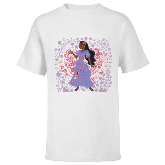 Disney Encanto Isabela Heart & Flowers Happy Valentine’s Day - Short Sleeve T-Shirt for Kids - Customized-White