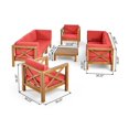 thumbnail image 3 of Christopher Knight Home Brava Outdoor 8-seat Acacia Sofa and Club Chair Set by  Red, 3 of 5