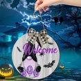 thumbnail image 1 of Halloween Wall Decor with Burlap Lanyard and Bow for Front Door, Wooden Sign, Indoor Outdoor Holiday Decor, 1 of 5