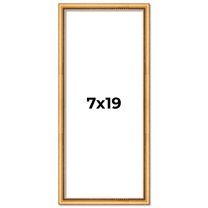 7x19 Frame Beaded Gold Solid Wood Picture Frame | 0.75 Inches Moulding Width | Liscio Oro
