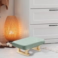 thumbnail image 3 of Reposapiés con patas de madera, taburete acolchado para pies, banco pequeño otomano, silla rectangular, taburete para cambiar zapatos, sofá, oficina, 3 of 8