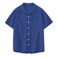 thumbnail image 5 of LTTVQM Button Down Shirts for Men Casual Short Sleeve Shirt Textured Linen Summer Beach Tops with Pocket Dark Blue M, 5 of 7