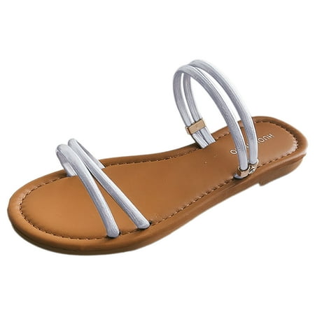 

PEASKJP Dressy Sandals Women Wide Width Women s Casual Strappy Sandals Gladiator Sandals Women for Work Walking Casual Shoes (Silver 8)