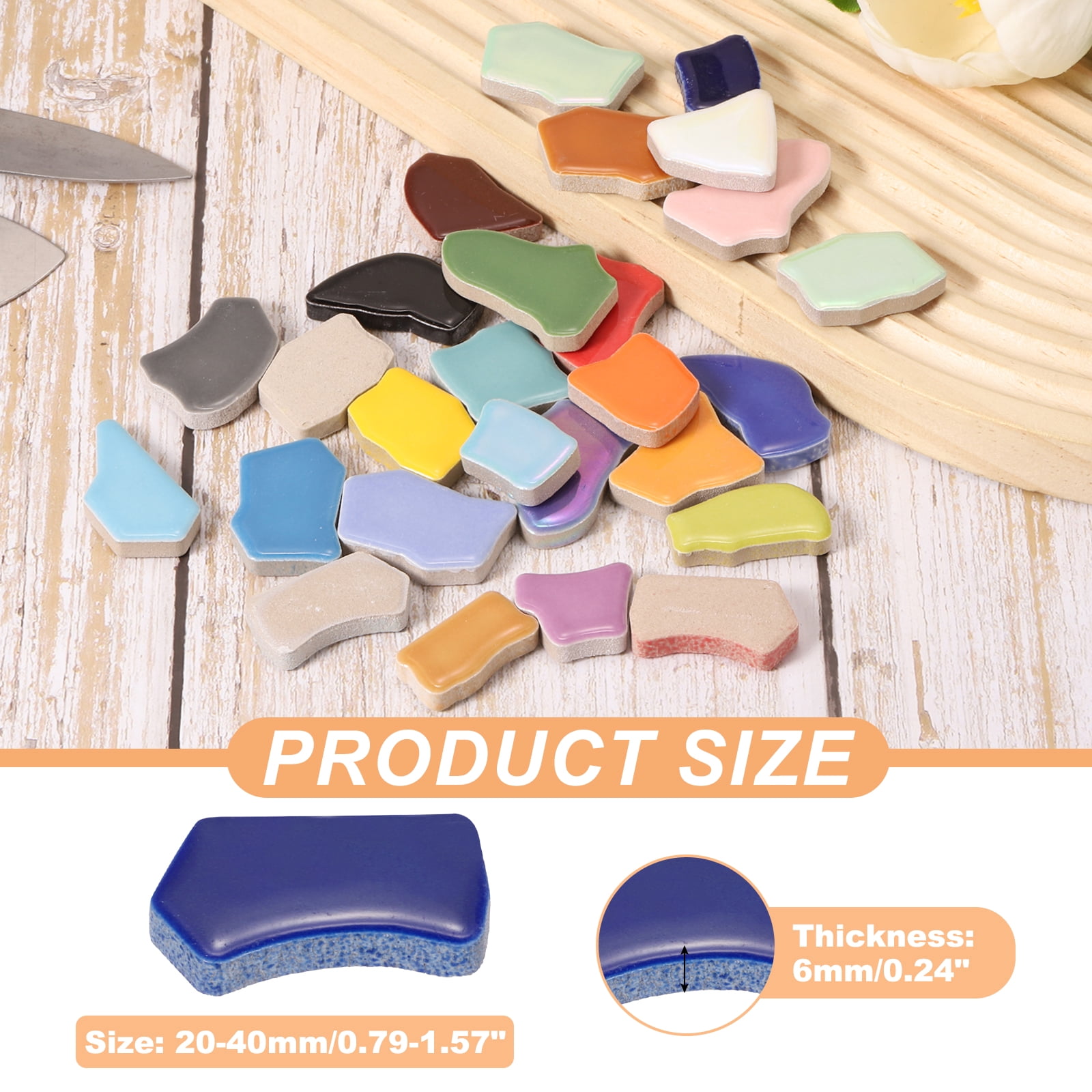 Uxcell 500g/1.1LB Irregular Ceramics Mosaic Tiles, 0.79"-1.57" Mosaic Stained Tile Broken Porcelain Pieces Stones Bulk for DIY Craft Making Vases Home Decoration, Deep Blue
