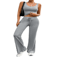 thumbnail image 5 of LYMAYTER Women Tracksuit Set Breathable Yoga Sweat Outfit Comfy Sleeveless Tank Long Pants Suit S-XL, 5 of 9