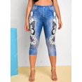 thumbnail image 2 of Tallas grandes mariposa con estampado floral cultivado Rosegal Leggings de talla grande, 2 of 5