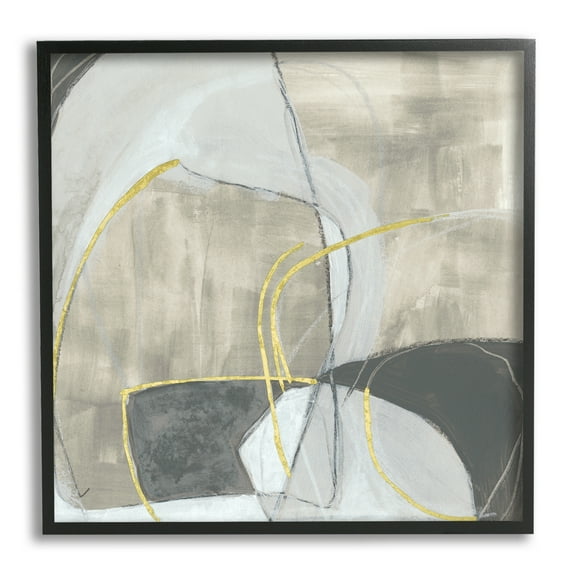 Stupell Industries Abstract Stone Arrangement Organic Round Circular Shapes Abstract Painting Black Framed Art Print Wall Art, 24 x 24
