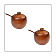 thumbnail image 1 of 2 Pcs Wood Spice Jar with Wooden Lid and Spoon Nordic Concise Style Salt Container Salt Bowl Seasoning Box Kitchen Tool, 1 of 5