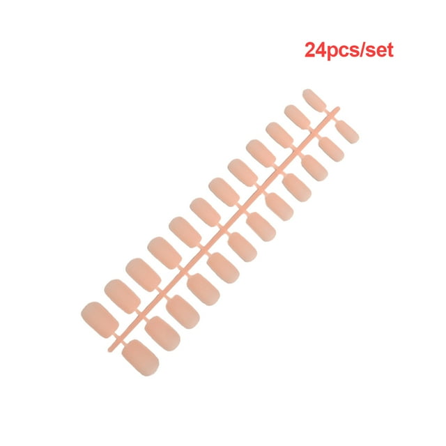 1 Set Glue on Nails Medium Length Files Square Style Street Nail Stick Full Cover Wraps Art Decals Artificial Beauty Tool Manicure Kit Decorations 18