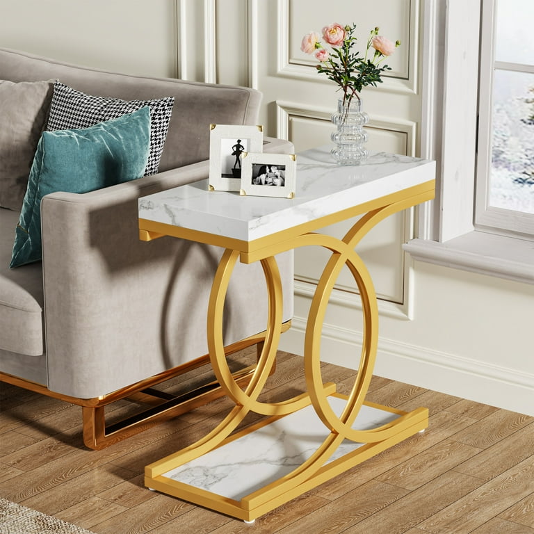 White rectangle end table discount
