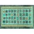 thumbnail image 1 of Ahgly Company Machine Washable Indoor Rectangle Abstract Turquoise Blue Modern Area Rugs, 2' x 5', 1 of 4