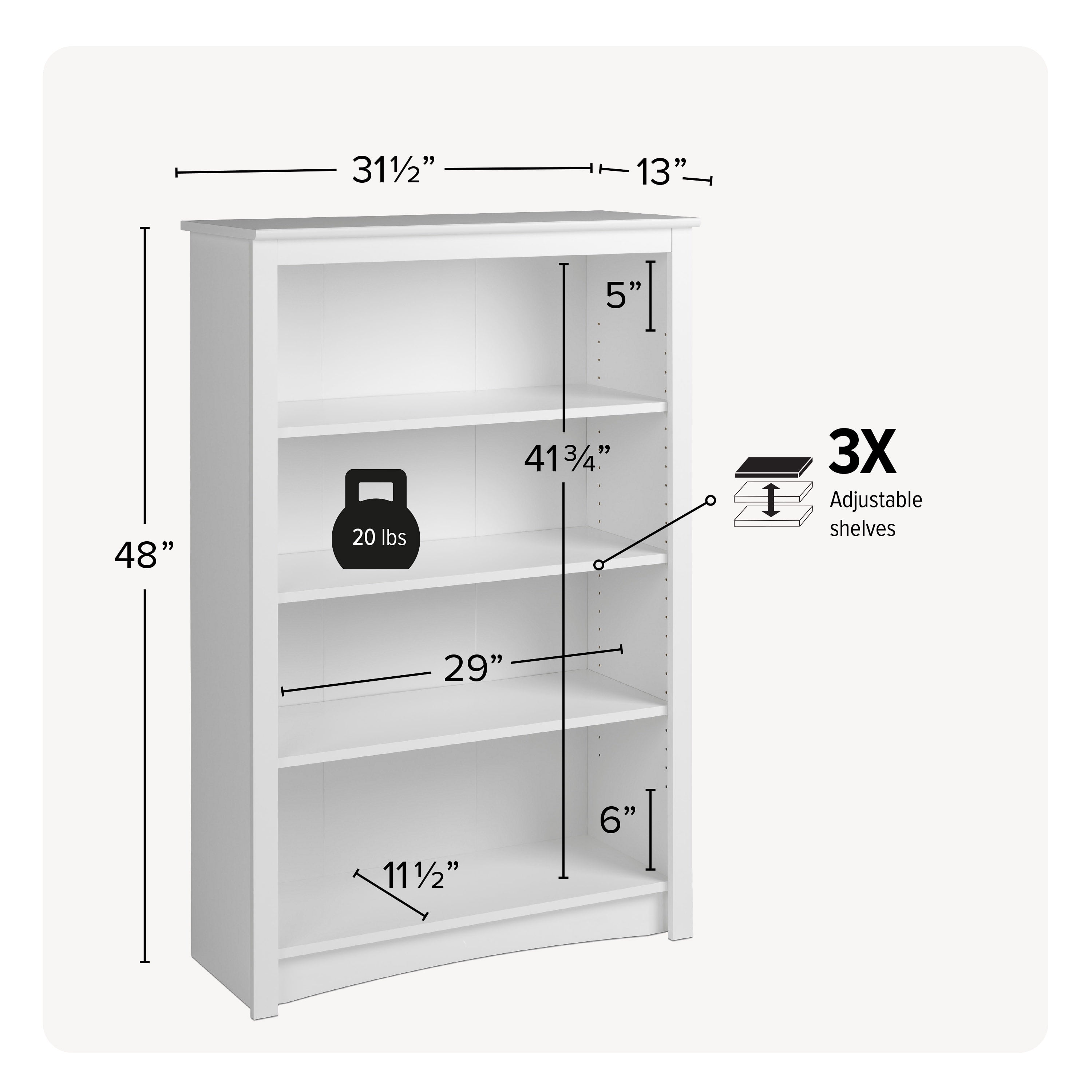 Prepac 2024 white bookcase
