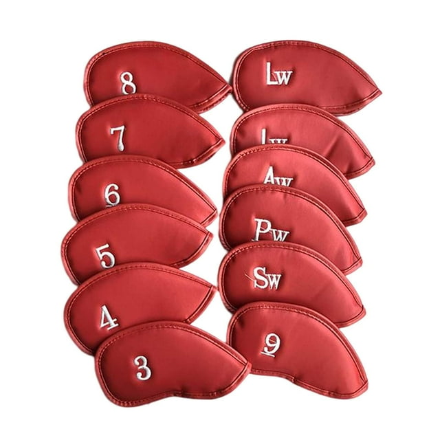 12 piezas de cuero PU Golf Iron Headcover Set, Golf Club Head Cover, Anti Scratch Sticky bordado Number Case, equipo de golfista