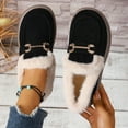 thumbnail image 6 of Cadancy Suede Loafers Women Fuzzy Plush Lining Slip On Warm Winter Ankle Booties Indoor Outdoor Cozy Casual Flat Shoes Snow Fleece Trendy Short Boots, 6 of 9