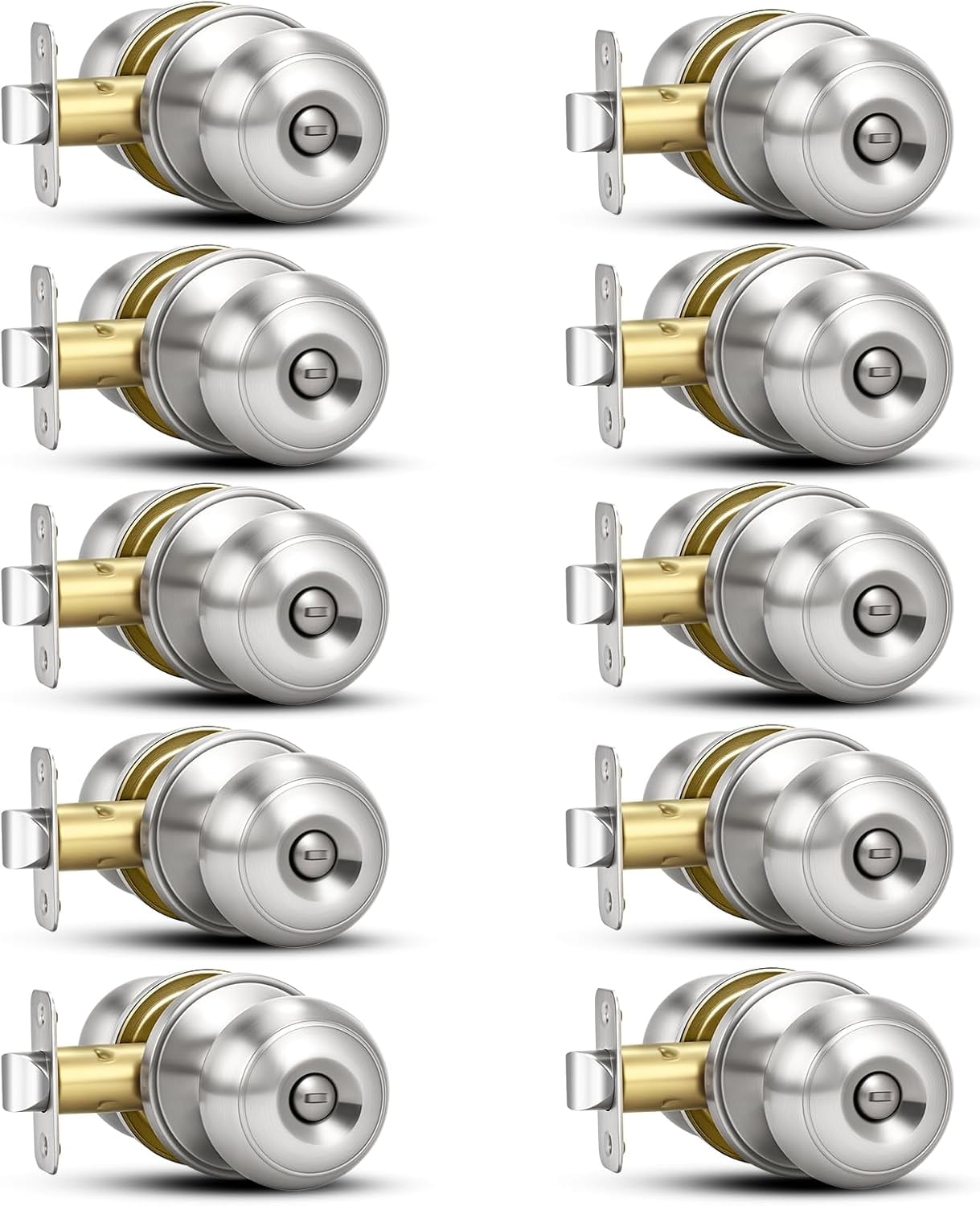 5 Pack Matte Black Door Knobs, Privacy Door Knob with Lock, Interior Doorknobs with Round Ball, Keyless Door Lockset for Bedrooms Bathrooms