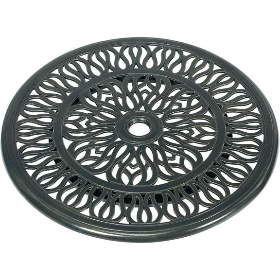 VIVIJASON 24" Cast Aluminum Lazy Susan Turntable, 360° Rotating Display Tray with Silent Bearings, Round Table Top Swivel Serving Plate with Umbrella Hole for Outdoor Dining Table, Elizabeth Style