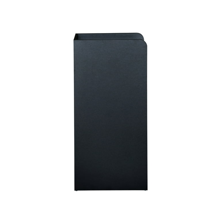 EMMA + OLIVER Black Wood Tray Top Trash Bin, Swing Door with Thank