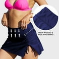 thumbnail image 5 of Attraco High Waisted Swim Skirt For Women Split Sporty Drawstring Skirted Swim Bottom with Built-in Panty, 5 of 7
