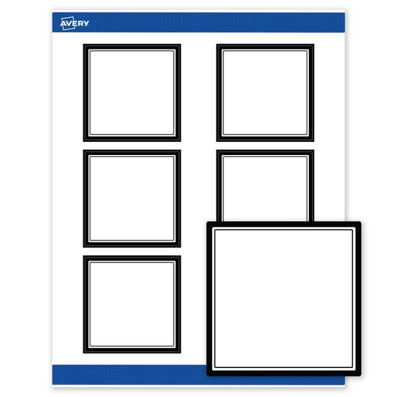 Avery 3" x 3" Labels, Double Black Border, 60 ct, Matte, Double Black Border