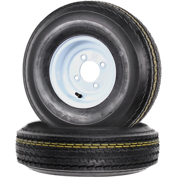 eCustomrim 2-Pack Trailer Tire On Rim 570-8 5.70-8 8 in. Load Range C 4 Lug White Wheel