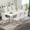 1 White table and 8 White Chairs with Silver Leg, variant on Sumdeal 67" White Faux Marble Dining Table Room Set for 8, Modern Dining Table set for 8,Kitchen Room Table with Silver Metal Base and 6 White Chairs with Silver Leg