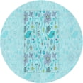 thumbnail image 1 of Ahgly Tapis Rond Lavable en Machine Intérieur Transitionnel Bleu Diamant Bleu, 4 Pieds Rond, 1 of 7