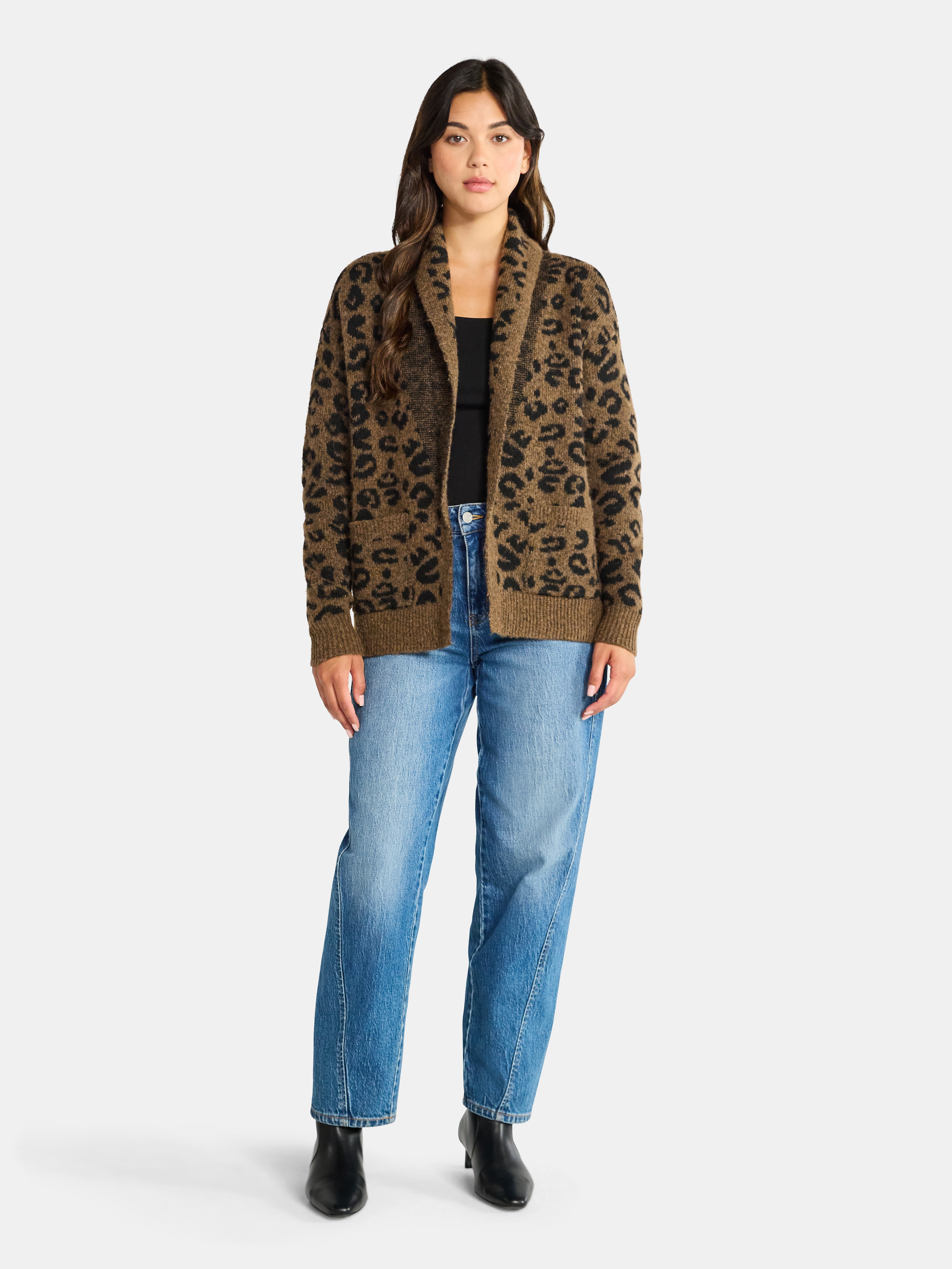 Time and Tru Women's Fuzzy Cardigan Sweater, Lightweight, Sizes XS-XXXL