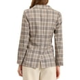 thumbnail image 3 of INSPIRE CHIC Blazers pour Femmes Revers Cranté Manches Longues un Bouton Blazer à Carreaux Brun Beige P, 3 of 7