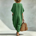 thumbnail image 3 of Women Long Sleeve Wide Leg Jumpsuit Beach Palazzo Pants One Piece Jumpsuit Green 2XL, 3 of 3