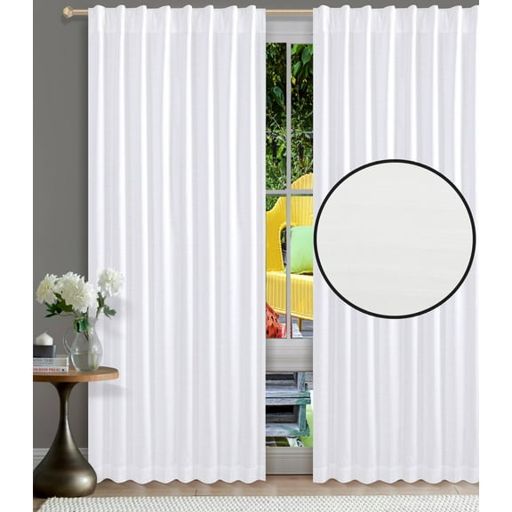 Bedding Craft White Khadi Textured Heavy Cotton Curtains - Drapes for Living Room, Bedroom, Dining Room – Set of 2 Panels, 50"x63"