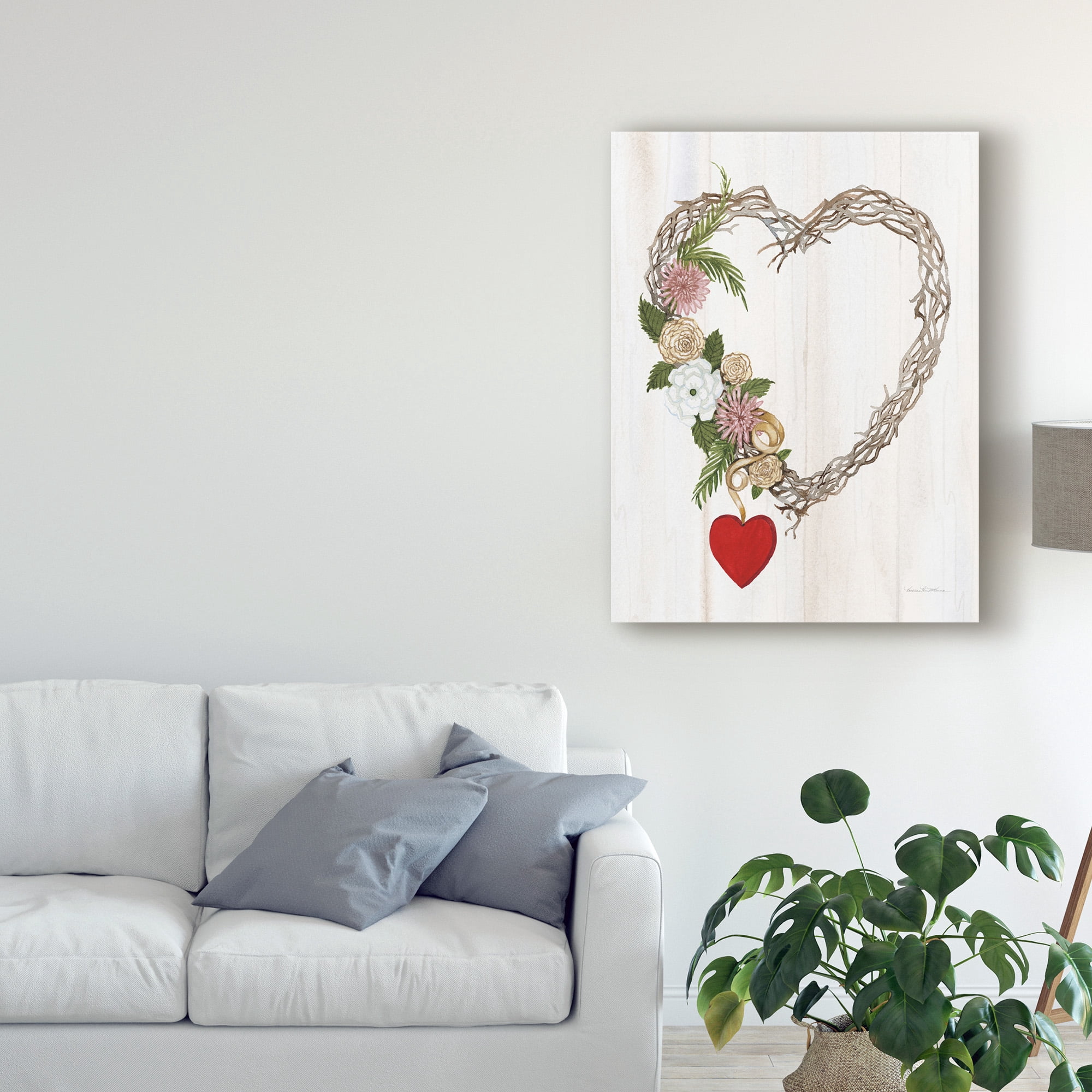 Trademark Fine Art 'Rustic Valentine Heart Wreath I' Canvas Art by Kathleen Parr McKenna