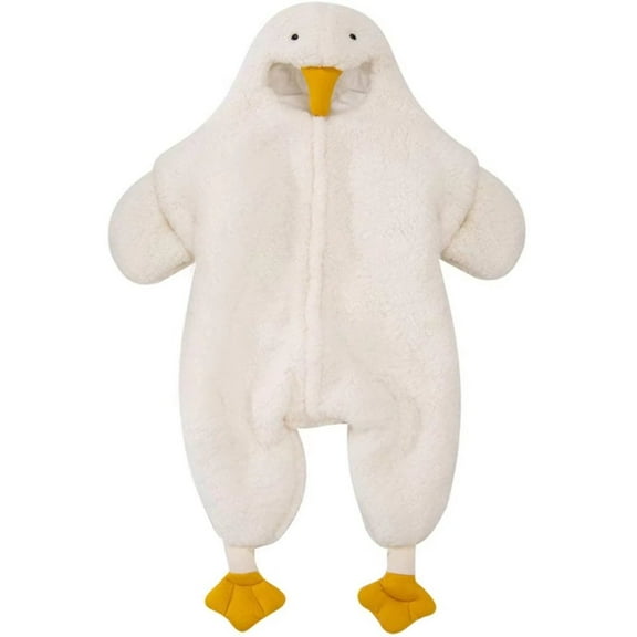 Baby Bunting Bodysuit, White Goose Fall And Winter Onesie Pajamas Cute Style Hooded Rompers Jumpsuit For Newborns Unisex