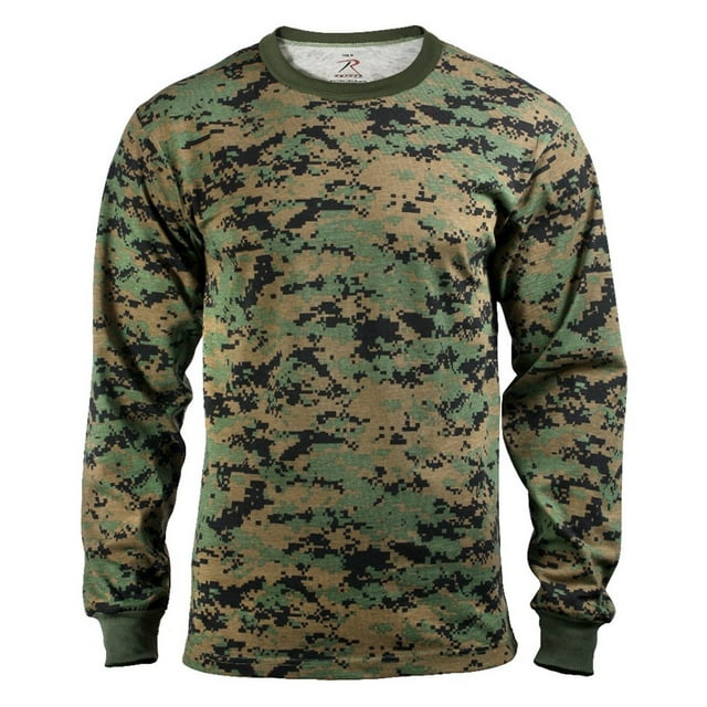 Rothco Long Sleeve Digital Camo T-Shirts - Woodland Digital Camo, Medium