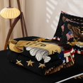 thumbnail image 6 of Manfei Bald Eagle Us Flag Zipper Twin Comforter Sets with Fitted Sheet and 2 Pillowcases,Red Stripes Zipper Bedding Set,Black,Black Reversible,4pcs, 6 of 8