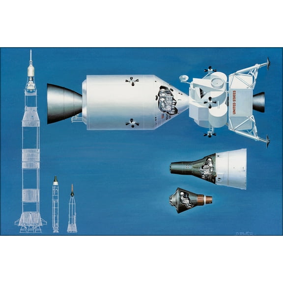 24"x36" Gallery Poster, NASA spacecraft from mercury gemini apollo
