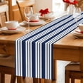thumbnail image 5 of Striped Navy Blue Table Runner 70 Inches, Farmhouse Line Stripes Classic Bed Runner Dresser Scarves Tabletop for Indoor Outdoor Parties/Ceremony/Banquet, 13" x 70", 5 of 9