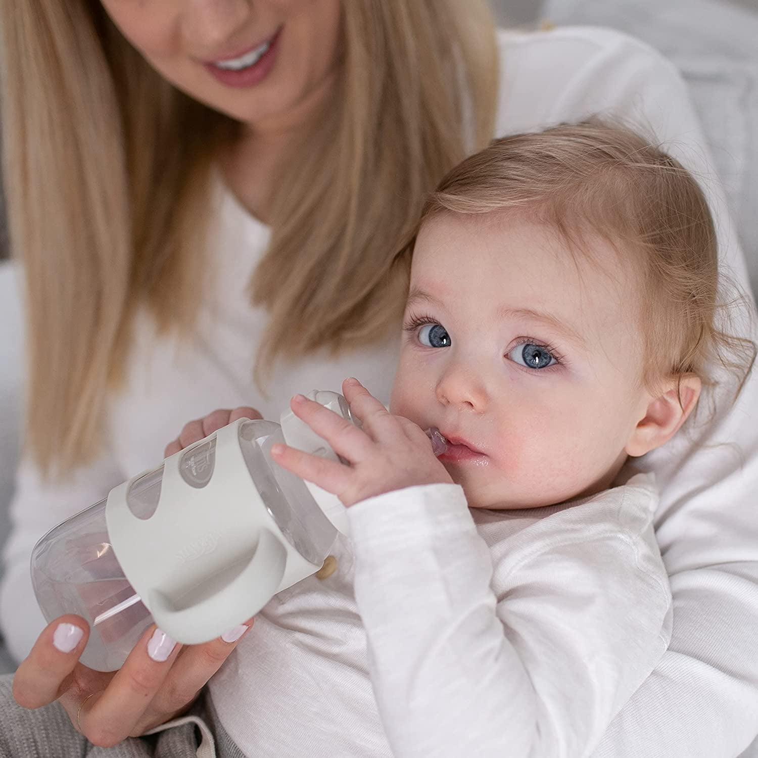 Dr. Brown's Wide-neck Baby Bottle Handles, 100% Silicone, Blue/Green/Gray, 3-Pack