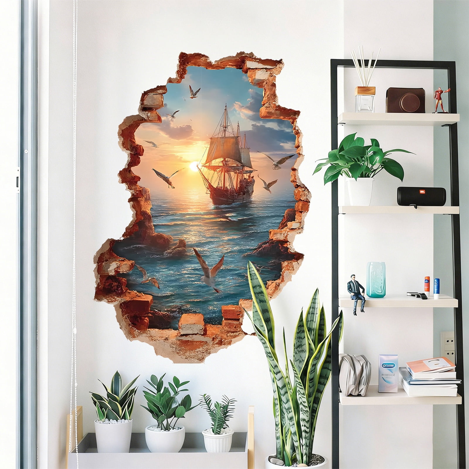 Seyotauo Lovely Aesthetic Pattern Window Stickers, Removable Wall Art Decals for Home Decor, Retro Aesthetic Ornament for Living Room, Door and Glass Decoration
