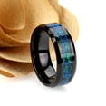 thumbnail image 2 of Men's Women's Tungsten Wedding Band Engagement Ring 8mm Sinthetic Green Opal Inlay Black Ring, SZ 12.5, 2 of 3