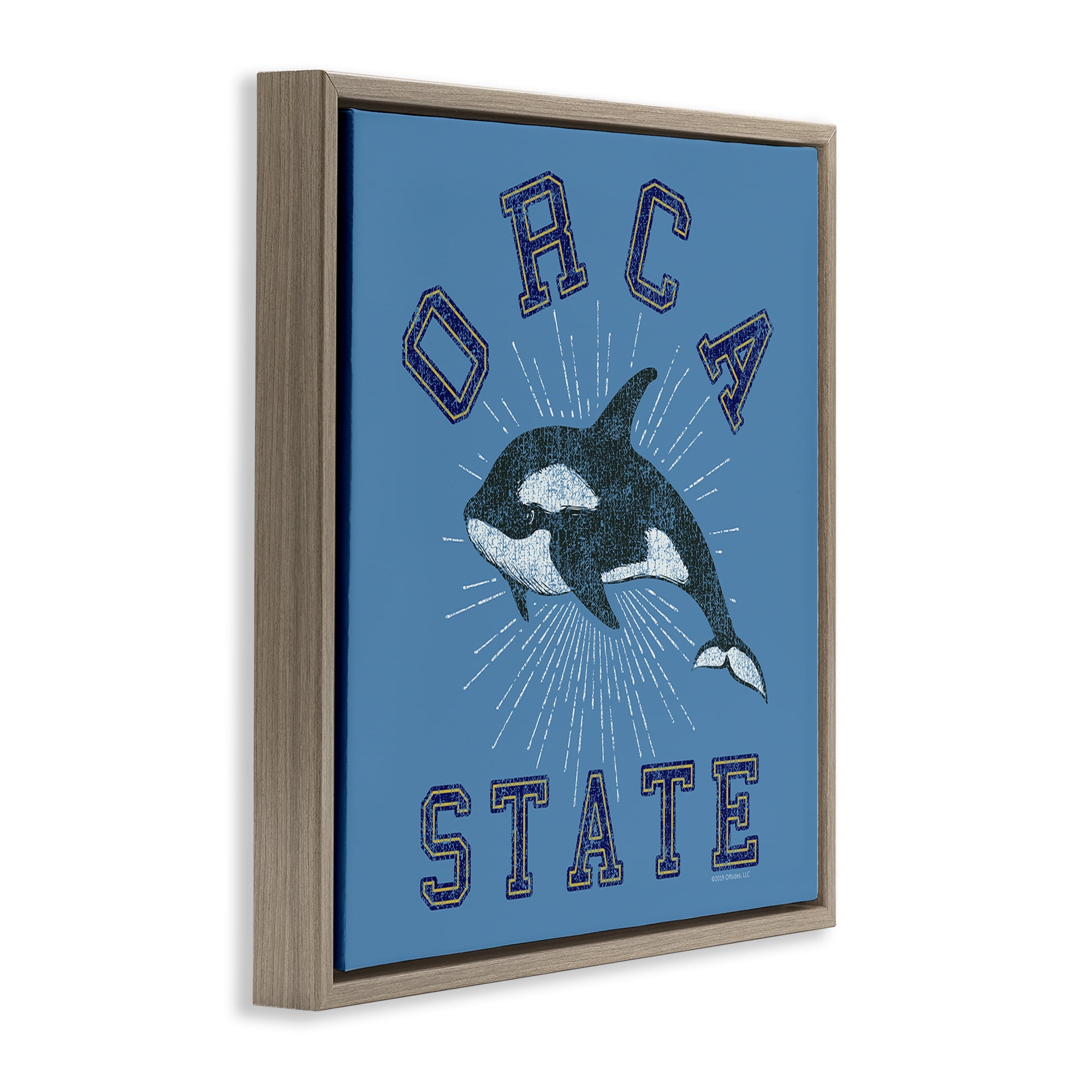 Stupell Industries Vintage Orca State Animals Painting Brown Floater Framed Canvas Art Print Wall Art, 18 x 18