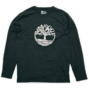 Timberland Men's Classic Logo Graphic Print Long Sleeve Tee T-Shirt (Medium, Forest Green)