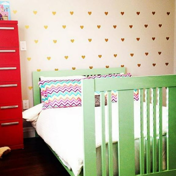 Hearts 2" set of 120 Wall Pattern Decal Vinyl Sticker Valentines Day Wedding Decor Self Adhesive Decals - Color: Metallic Gold