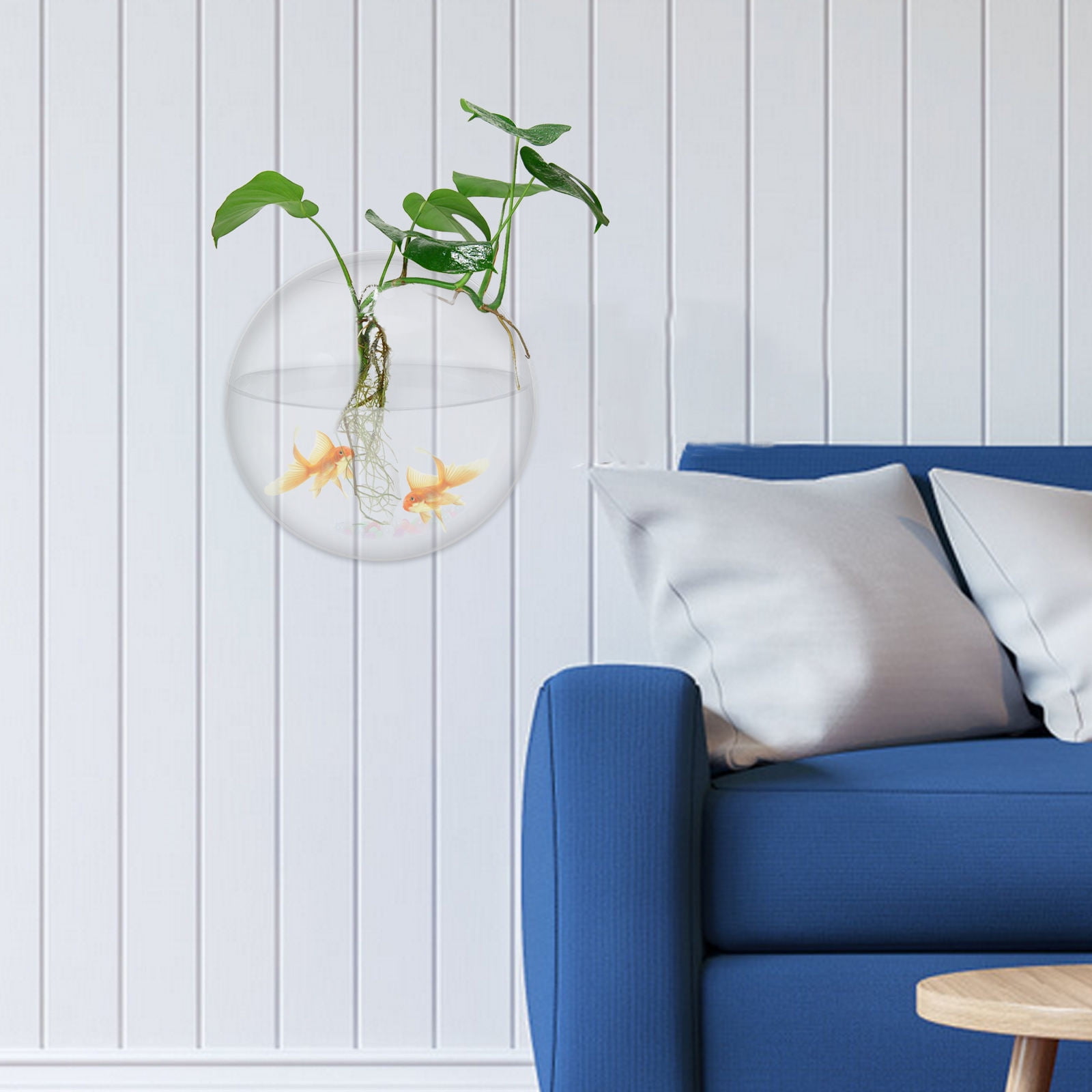 LULULION Wall Mounted Acrylic Fish Bowl Transparent Hanging Tank for Home Decor