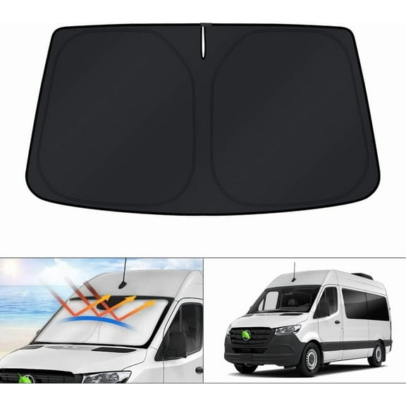 Canvcle Windshield Sun Shade for Freightliner Sprinter & Mercedes Benz Sprinter Accessories 2007-2025 Window Sunshade Sun Visor Protector Foldable Blocks UV Rays
