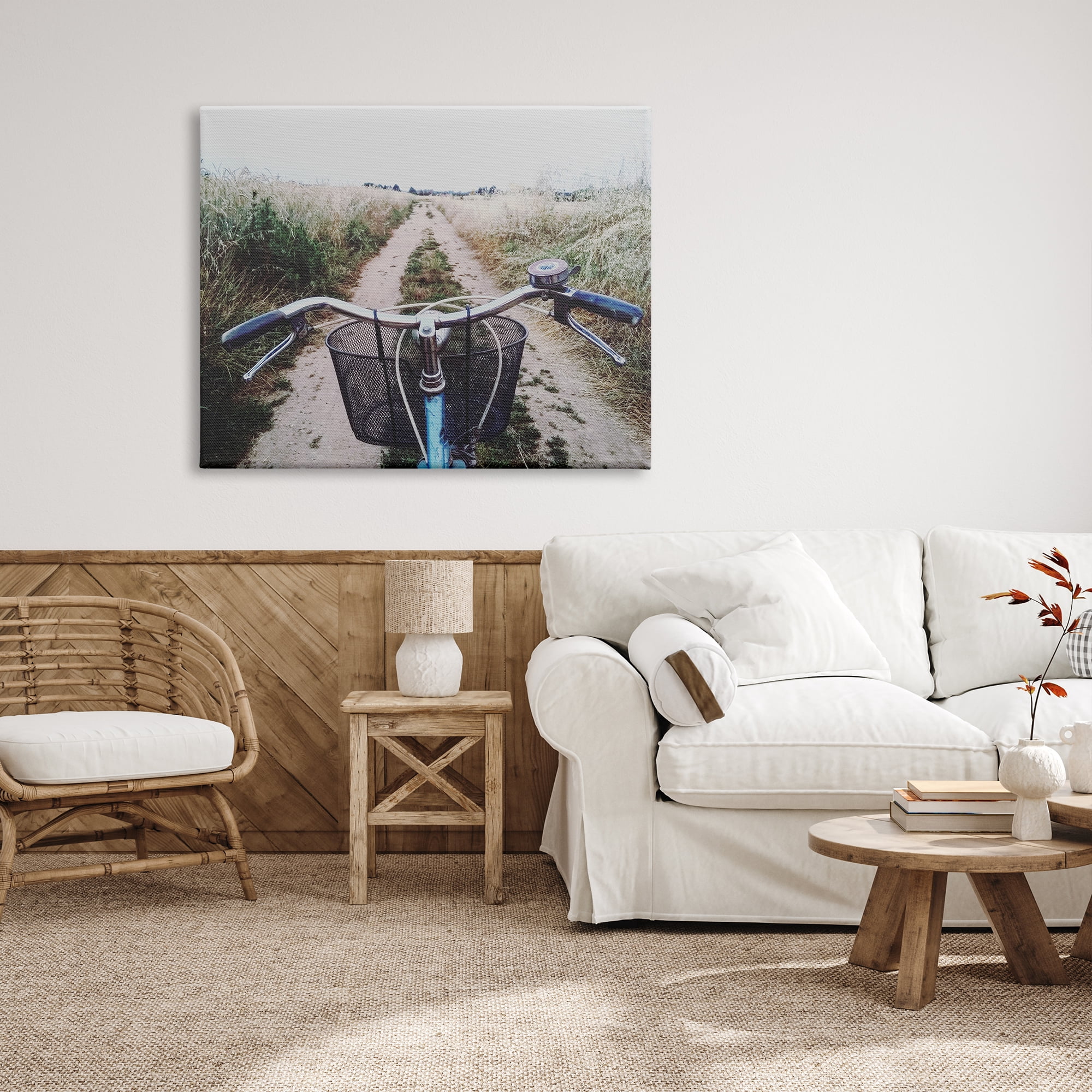 Stupell Industries Bicycle on Rural Path Nature Photography Gallery Wrapped Canvas Print Wall Art, 48 x 36