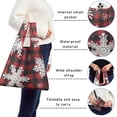 thumbnail image 5 of 5 Pack Foldable Shopping Bag,Red Christmas Snowflake and Plaid Pattern Reusable Grocery Bags with Pockets,Large Reusable Tote Bags with Handles Waterproof & Lightweight, 5 of 6