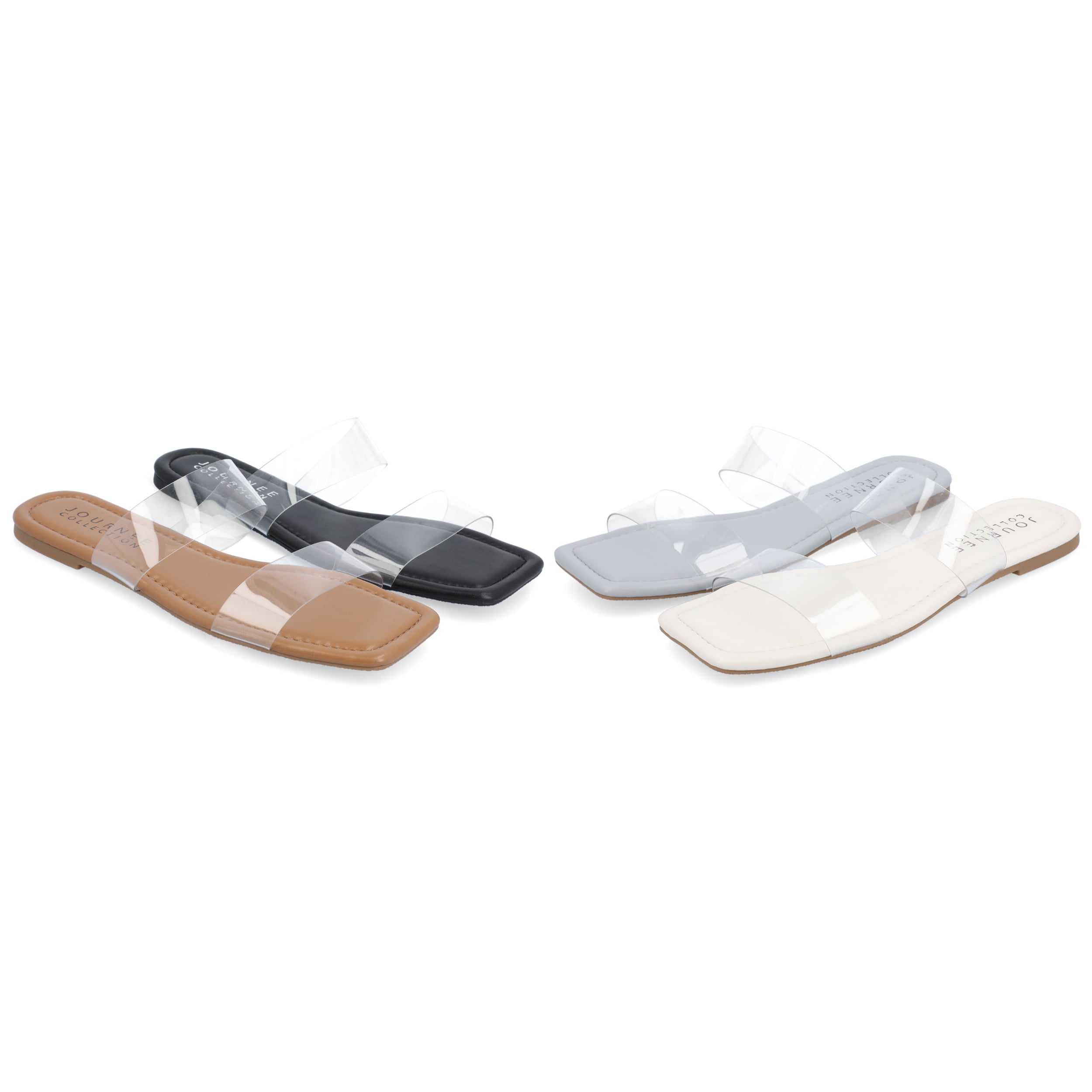 Journee Collection Womens Amata Tru Comfort Foam Lucite Strap Slide Sandals